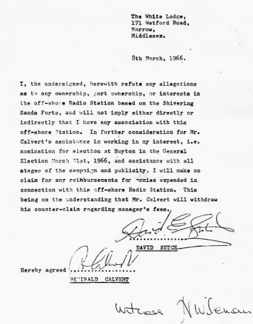 Calvert Sutch Agreement